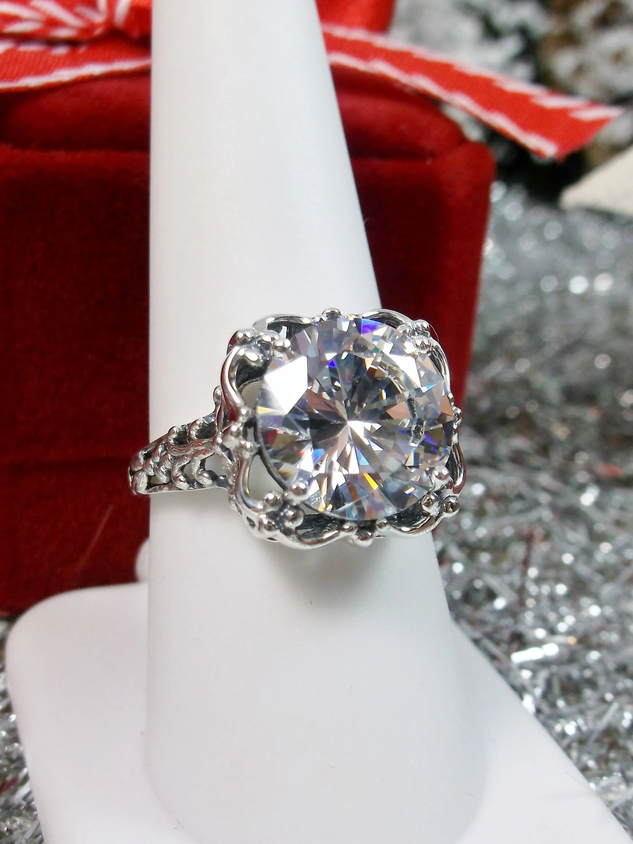 White Cubic Zirconia (CZ) Victorian Ring #D103