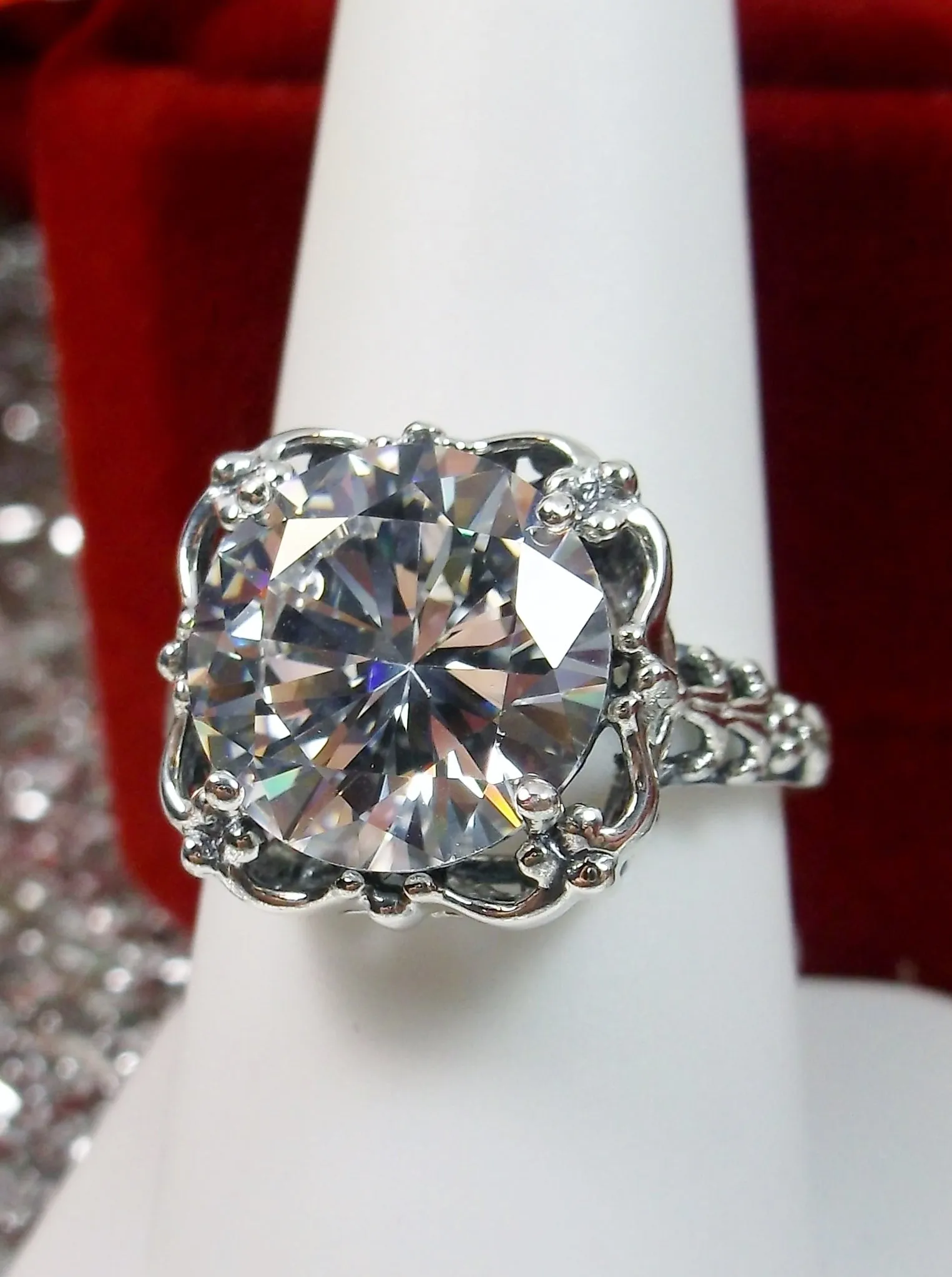White Cubic Zirconia (CZ) Victorian Ring #D103