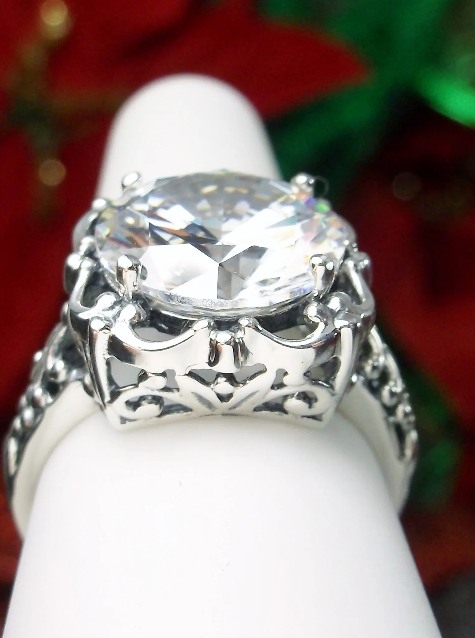 White Cubic Zirconia (CZ) Victorian Ring #D103