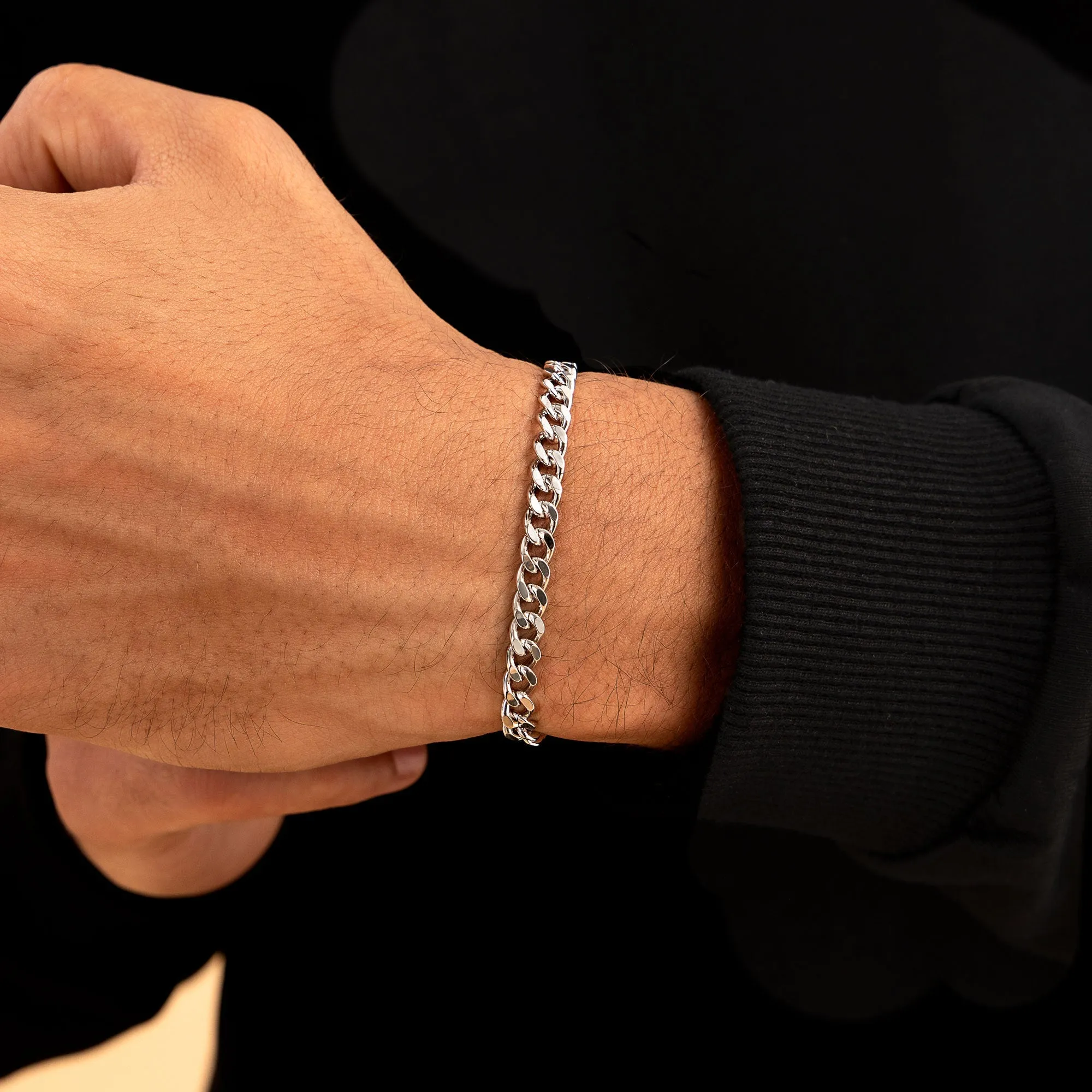 White Gold Miami Micro Cuban Curb Bracelet - 5mm