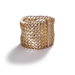 Wide Square Silver & Gold Bracelet