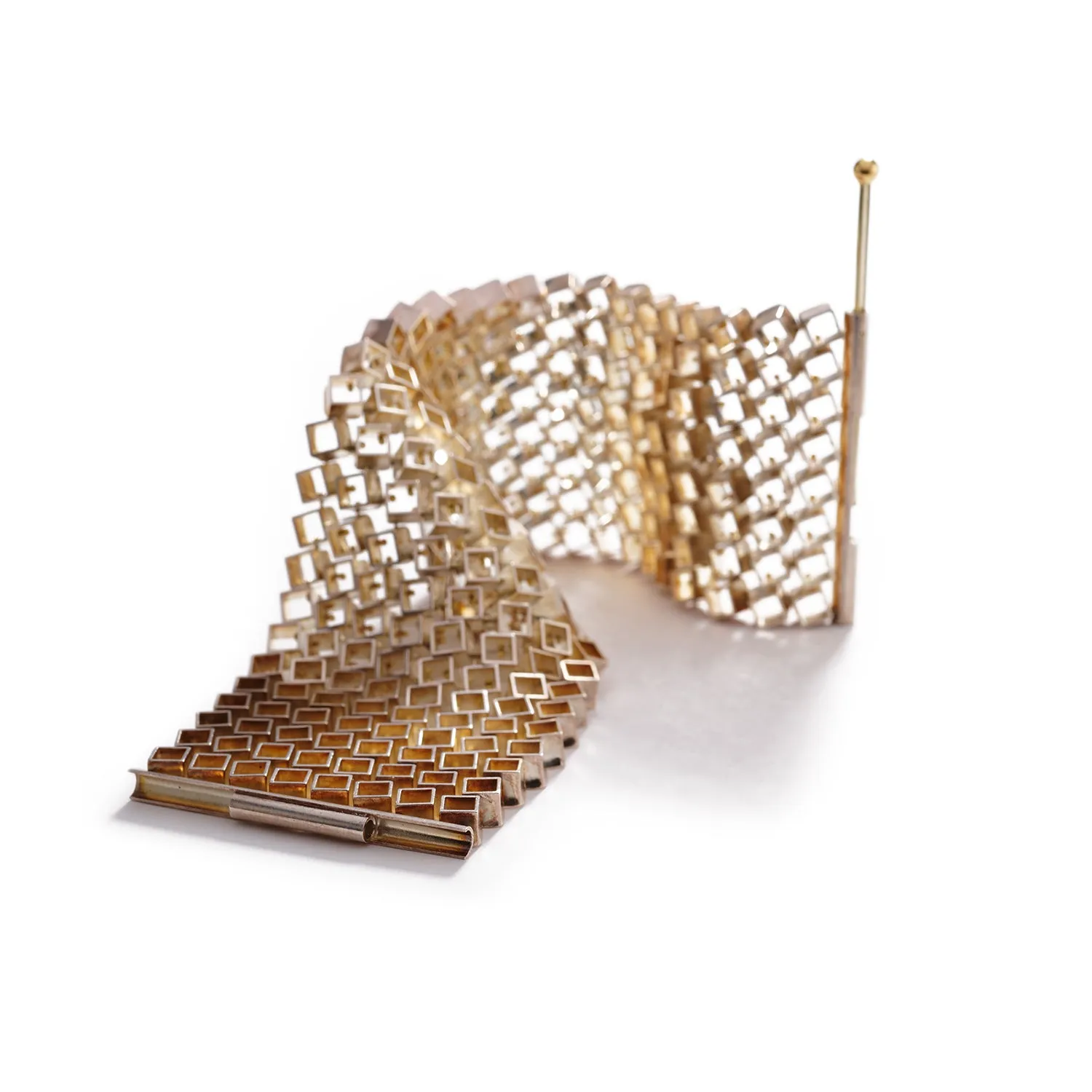 Wide Square Silver & Gold Bracelet