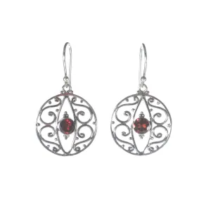Wire Filigree Diamond with Small Stone Dangle Earrings