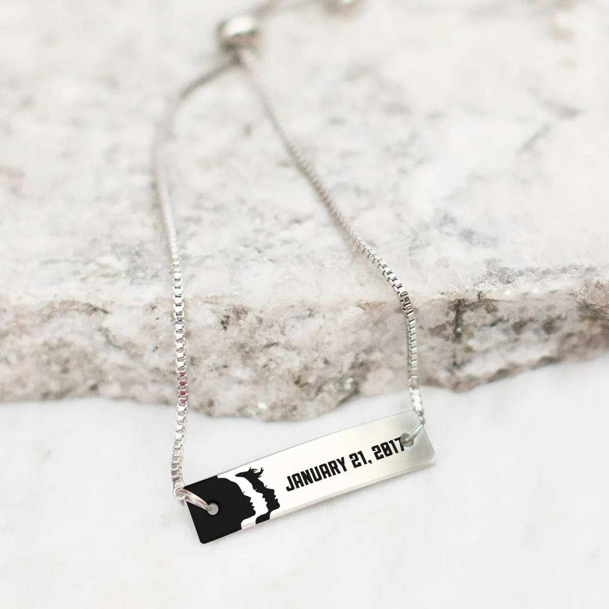 Women's March - 1.21.17 Silver Bar Adjustable Bracelet