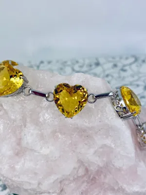 Yellow Citrine Bracelet, Heart Gems, Victorian Reproduction Jewelry #B38