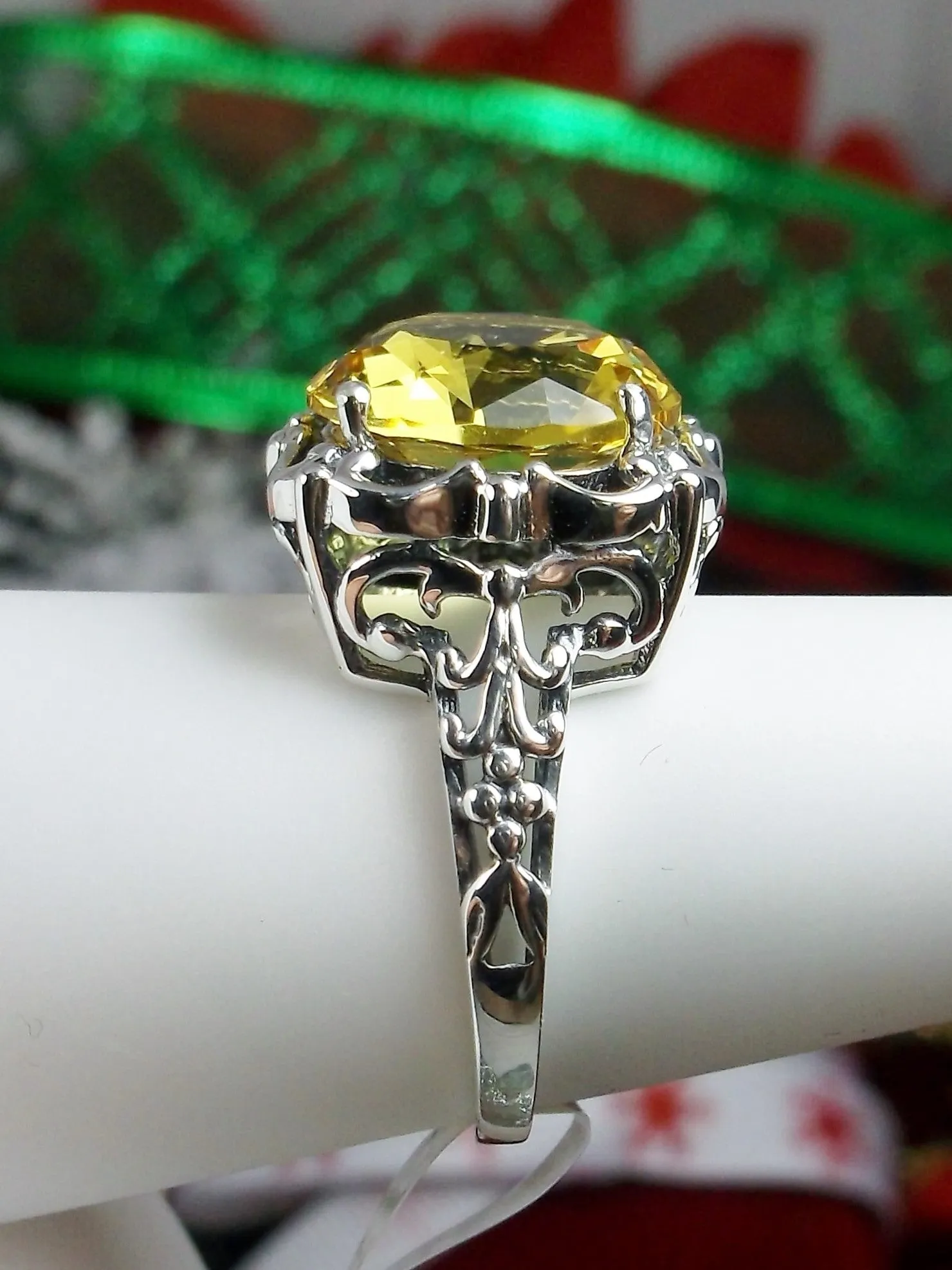 Yellow Citrine Victorian Ring, Vintage Jewelry #D103