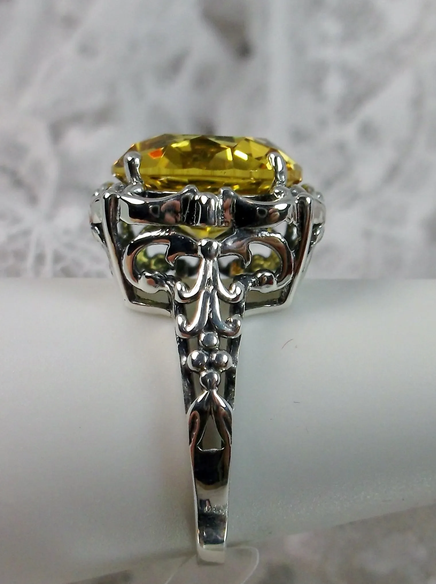 Yellow Citrine Victorian Ring, Vintage Jewelry #D103