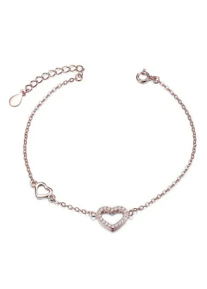 Zircon Heart 925 Sterling Silver Bracelet
