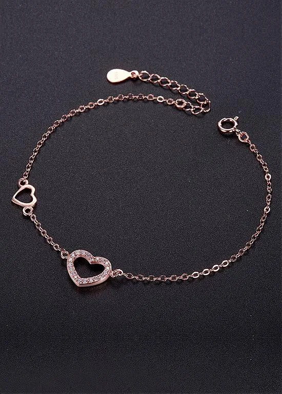 Zircon Heart 925 Sterling Silver Bracelet