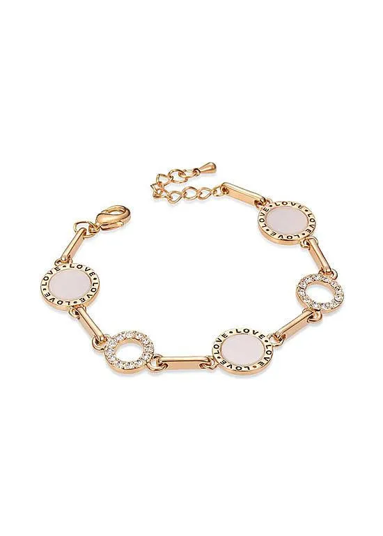 Zircon Ring and Engraved Enameled Circle Bracelet
