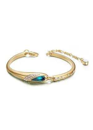 Zirconia Wing with Sky Blue Austrian Crystal Bracelet